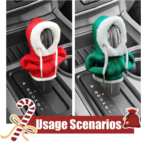 Christmas Car Shift Knob Hoodie Cover, Christmas Style Hoodie Winter Warm Car Shift Cover Shifter Hoodie Protector, Universal Shift Knob Cover Car...