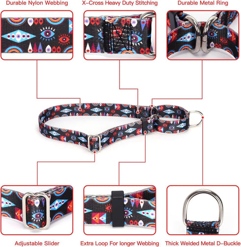 Martingale Collar for Large Dogs, No-Slip Escape Proof Choke No Pull Cinch Soft Nylon Dog Training Collars Adjustable for Small Medium Large Breed...