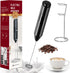 Simple Deluxe Milk Frother Handheld with Stainless Steel Stand Battery Operated Whisk Drink Mixer for Coffee, Frappe, Latte, Matcha, Black...