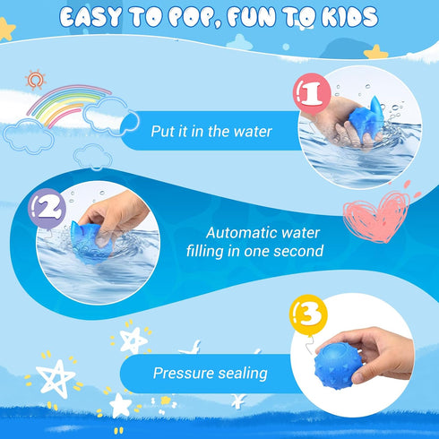 12pcs Reusable Water Balloons Summer Toys: Outdoor Toys for Kids Ages 8-12, Pool Toys Water Balloons Quick Fill, Hawaiian Tropic Beach Ball, Self ...
