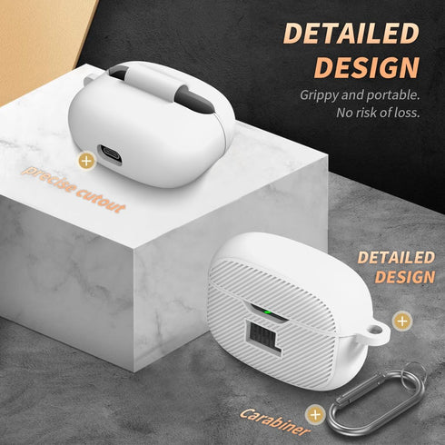 Portable Electronic Device Cover for JBL Vibe Beam, Silicone Protective Shock Case Cover with Carabiner (White)......