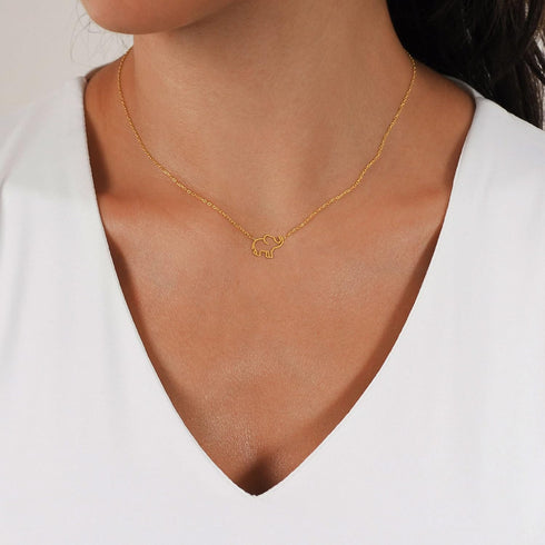 Dainty Necklace for Women, 14K Gold Plated Elephant Bee Cat Dog Bear Necklace Cute Necklaces Simple Gold Necklace...