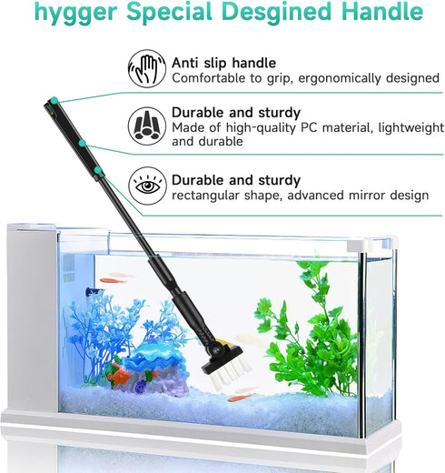 hygger Small Aquarium Cleaning Tools, 4 in 1 Fish Tank Cleaner Kit with Handle,Fish Net,Algae Scraper,Clean Brush,Flat Sponge...