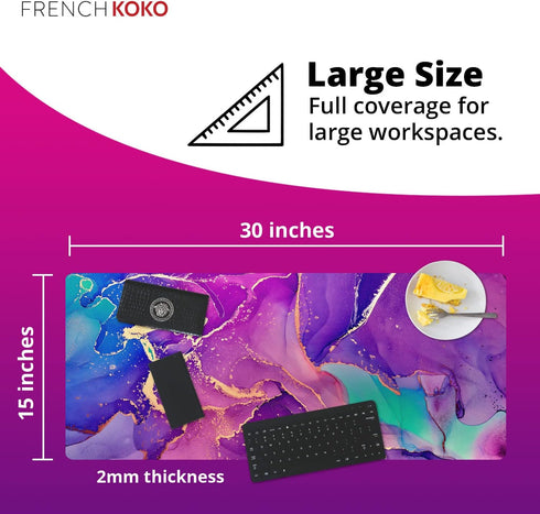 French Koko Large Mouse Pad, Desk Mat, Keyboard Pad, Desktop Home Office Decor School Essentials College Cute Extended Laptop Protector Accessorie...