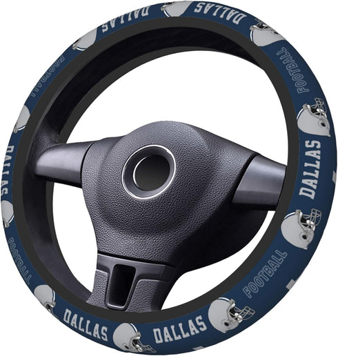Dallas Car Steering Wheel Cover, Football Elasticity Anti Slip Sweat Absorption Universal Car Accessories 15 inch for Most Vehicle Sedan, Truck, S...