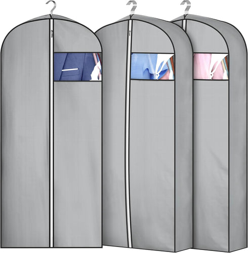 MISSLO 4" Gusseted Garment Bags for Hanging Clothes 43" Suit Bags for Closet Storage Waterproof Suit Cover Bags Hanging Clothes Storage Bag, 3 Pac...