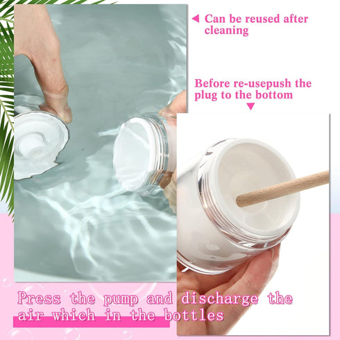 4 Pack Empty Airless Pump Jar Acrylic Airless Cosmetic Container Portable Refillable Travel Size Cream Jar Vacuum Bottle Lotion Jar with Pump Lid ...