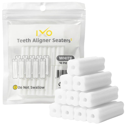 IXO Square-Shaped Aligner Seater Chewies for Invisalign Trays - 10-Pack, Unscented, with Resealable Bag...