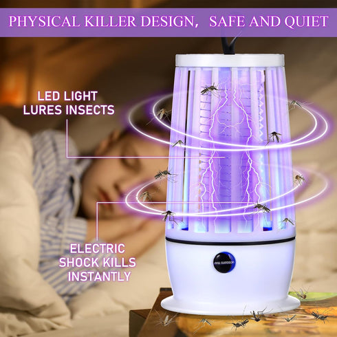 2 Pcs Electric Bug Zapper for Indoors Outdoor Mosquito Zapper Insect Purple Light Mosquito Trap Portable Fly Killer with Security Grid for Home Be...