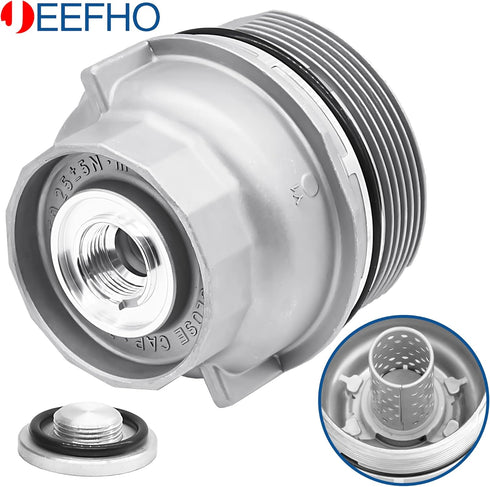 Oil Filter Housing Cap Assembly with Oil Plug Compatible with Toyota Camry Tacoma Tundra Venza 4Runner Avalon RAV4 Sienna & Lexus ES300h ES350 LS4...