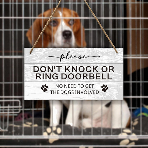 Dont Knock Sign for Front Door, Do Not Ring Doorbell Sign with a Hook, Dog Signs for Gate Fence Yard Home Hanging Decoration, Dont Ring Doorbell S...