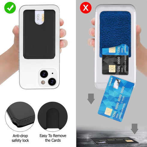 SHANSHUI Phone Card Holder, Silicone Ultra Slim Phone Wallet Stick on Credit Card Holder for Cell Phone Compatible for iPhone, Android & Most Smar...