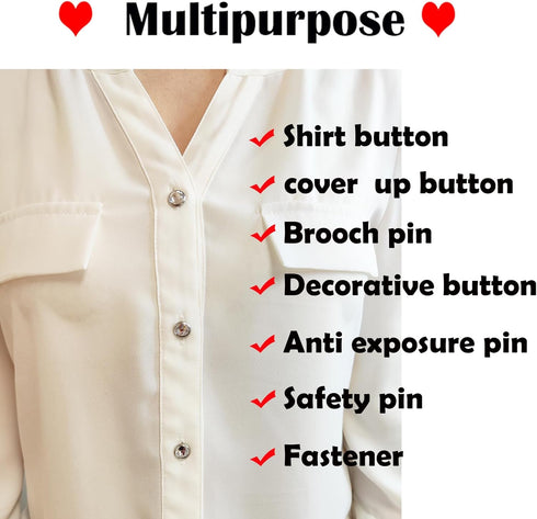 6 Pcs Mini No Sew Crystal Buttons Anti Exposure Fixed Brooches Detachable Reusable Multi-purpose for Clothes(clear,10mm)...