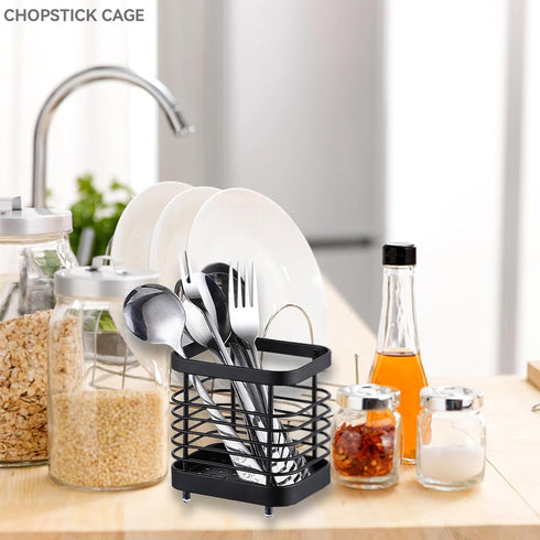 Stainless Steel Utensil Drying Rack, Silverware Drying Basket Basket Draining Basket Kitchen Dish Drainer Dish Drying Rack(S-Black)...