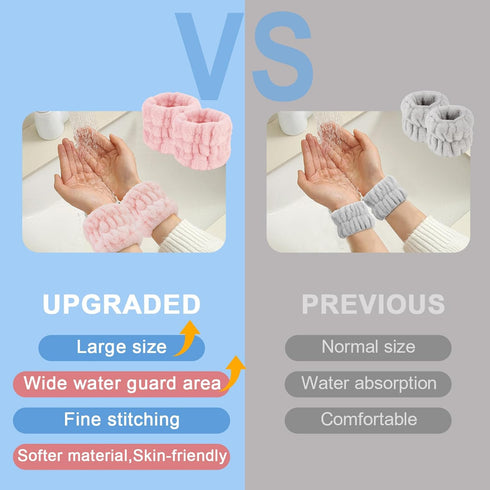 WHAVEL 9 PCS Face Wash Headband and Wristband Set, Makeup Spa Headband and Wristband Skin Care Headbands Arm Wrist Bands for Washing Face (Khaki, ...