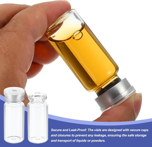 PATIKIL 10ml Sample Vials, 20 Pack Lab Empty Vials with Butyl Rubber Stopper and Crimp Top Caps Borosilicate Glass Vial, Transparent...