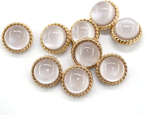 20 pcs Clear Glass Dome Gray Shimmer Layer Sewing Metal Shank Coat Buttons -25mm -1"...