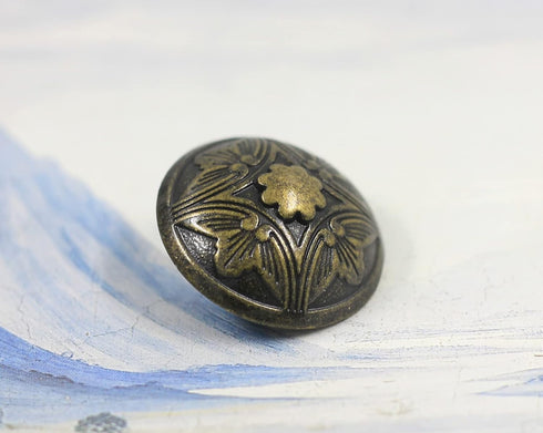 Bezelry 12 Pieces Embossed Flower Domed Metal Shank Buttons. 21mm (13/16 inch) (Antique Brass)...