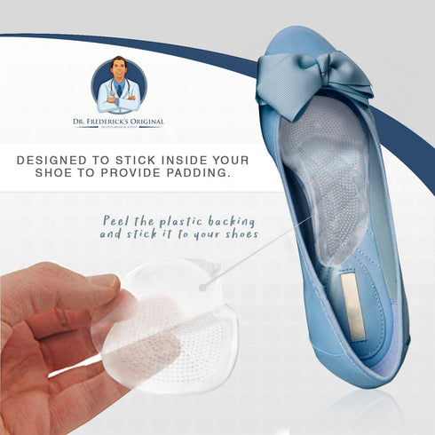 Dr. Frederick's Original Gel Pads for Metatarsal & Arch Support - 2 ct - Self-Adhesive Insoles for Foot Pain, Plantar Fasciitis & Flat Feet - Smal...