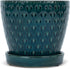 Teal Ceramic Pot with Reactive Glaze for Indoor Plants Planter with Saucer, 4.75 x 5.5 Inch...