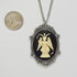 Sitting Satanic Baphomet Cameo In Silver Finish Frame Necklace Pendant Ivory on Black...
