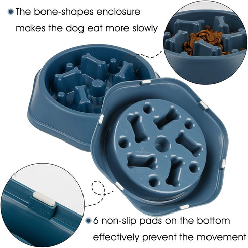 2 Packs Slow Feeder Dog Bowl, Puzzle Dog Food Bowl Anti-Gulping Interactive Dog Bowl for Small/Medium Sized Dogs (Blue&Green)...