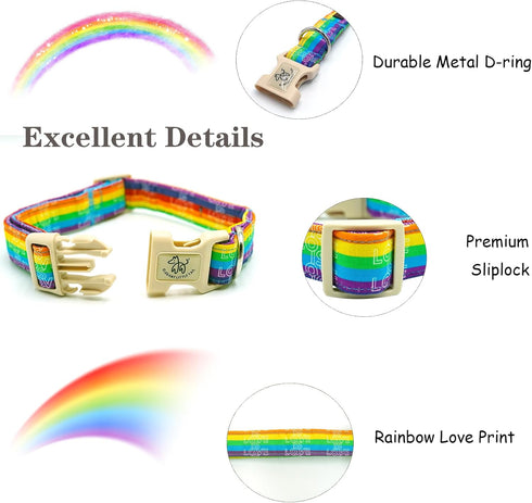 Elegant little tail Dog Collar, LGBT Holiday Pet Collar Dog Durable Rainbow Love Print Dog Collars Plastic Buckle Soft Pet Gift Adjustable Dog Col...