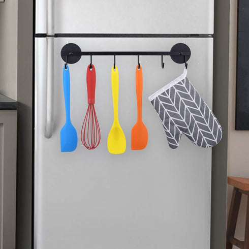 6 Hooks Magnetic Utensil Holder Untensil Rack Tool Hanger Organizer for Refrigerator, Metal Cabinet, Metal Stove, Grill, BBQ...