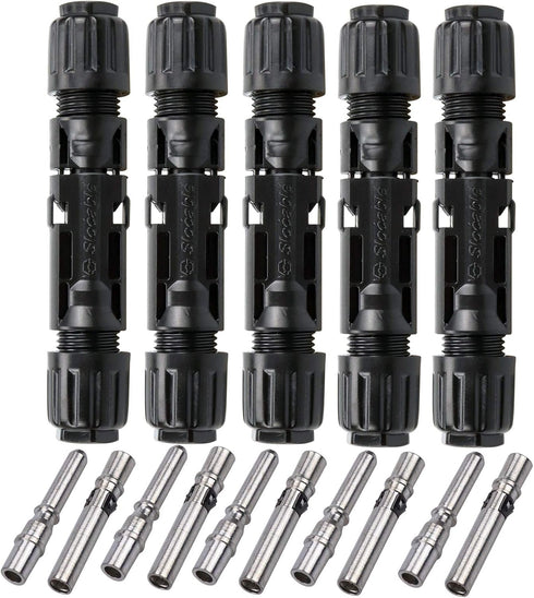 1500V 1000V Solar PV Connector 50A Solid Tinned Copper Terminal Solar Panel Connector PV Plug Tinned Copper Pins IP68 Waterproof 5 Pairs (10mm2 (8...