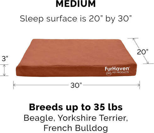Furhaven Replacement Dog Bed Cover Water-Resistant Indoor/Outdoor Logo Print Oxford Polycanvas Mattress, Washable - Chestnut, Medium...
