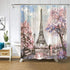 Paris Shower Curtain for Bathroom Sakura Landscape Pink Romantic Waterproof Fabric Curtain Decor with 12 Hooks 72x72 Inches...