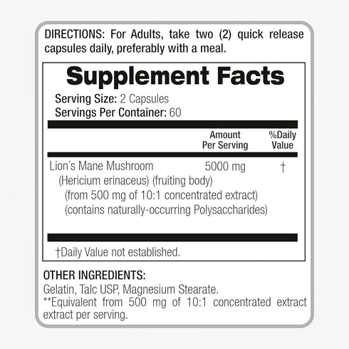 Lab | Lions Mane | 120 Capsules | Lions Mane Supplement | Lions Mane Supplement Capsules | Mushroom Supplement | Ultra high Absorption....