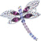 Alilang Silvery Tone Iridescent Multi Rhinestones Colorful Dragonfly Brooch Pin...