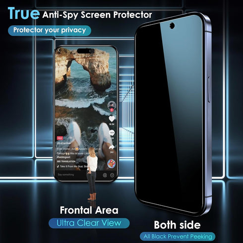 Privacy Full Coverage Screen Protector for iPhone 15 Pro 6.1-Inch, Anti-Spy Tempered Glass Film, Edge to Edge Protection Case-Friendly, 2-Pack...