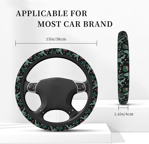 Trendy Cactus Flower Steering Wheel Cover for Women Men Girls Car Accessories Decor Anti-Slip Neoprene Auto Steering Wheel Covers Protector Univer...