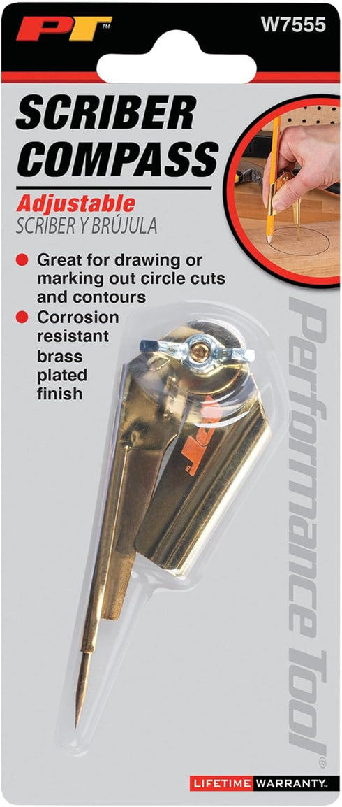Performance Tool W7555 8-Inch Adjustable Precision Pencil Compass with Brass Finish...