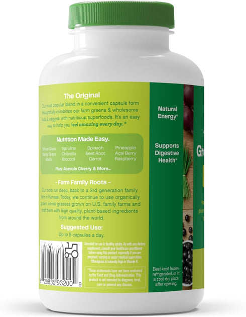 Amazing Grass Greens Blend Superfood Capsules: Super Greens with Organic Spirulina, Chlorella, Beet Root Powder, Digestive Enzymes & Probiotics, 1...