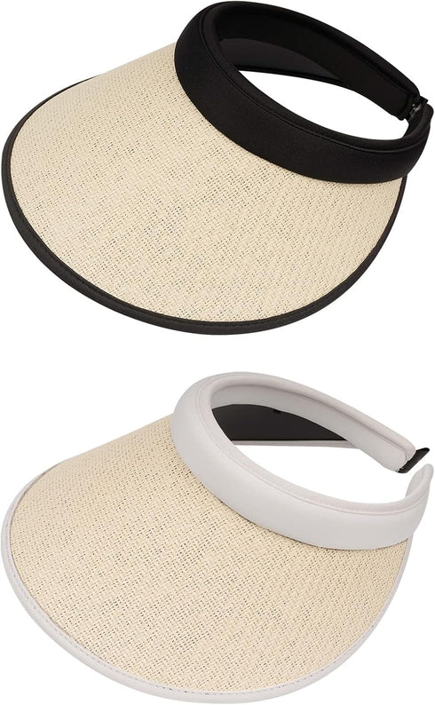 Wide Brim Sun Visor Hat Large UV Protective Golf Beach Cap Womens Beach Straw Hats Outdoor Tennis Caps Visors...