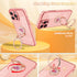 Compatible with iPhone 15 Pro Max Case with Stand, Luxury Cute Bling Double Ring Heart Kickstand Women Girls, Shockproof Soft TPU Plating Protecti...