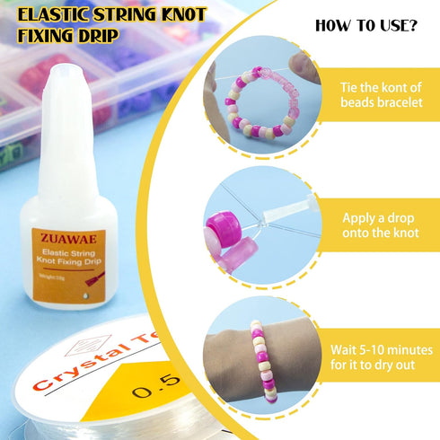 Elastic String for Bracelets, Stretchy Bracelet String 6 Roll Clear Elastic String for Bracelets, 1 Roll 0.7mm Flat Bracelet String Elastic for Be...