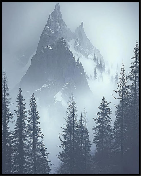 Posterizer 1 pcs-beautiful nature scene with evergreen trees and mountains 7-Landscape & Nature Art-Gift for Art Lovers-Decor for Home & Office- u...