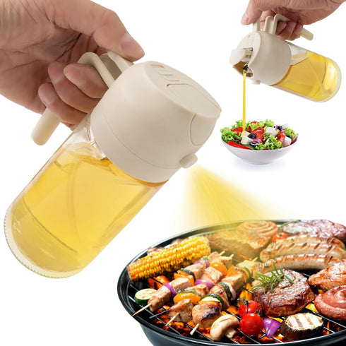 2 in 1 Glass Oil Sprayer & Dispenser, 470ml Glass Olive Oil Sprayer,Cooking Oil Sprayer,Oil Spray Bottle For Kitchen,Canola Oil Sprayer,Fryer For ...
