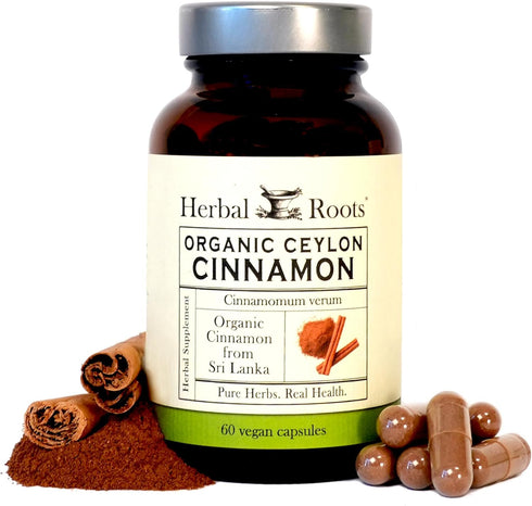 Herbal Roots Organic Ceylon Cinnamon Capsules | USDA Certified Organic - Non-GMO | 60 Organic Vegan Capsules...