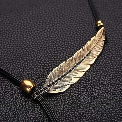 Brown Women Girls Antique Vintage Time Necklace Sweater Chain Pendant Feather Pendant Necklace Brown and Gold...
