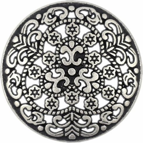 Bezelry 10 Pieces Hoya Flowers Openwork Metal Shank Buttons. 25mm (1 inch) (Antique Silver)...