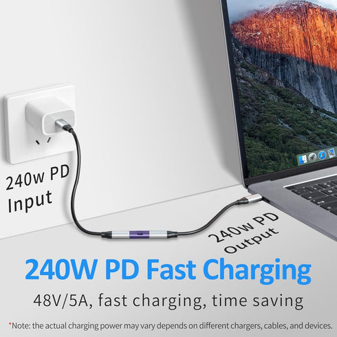 USB C Coupler 2Pack, 40Gbps USB C Female to Female Adapter 240W USB 4 Coupler Type C Coupler 8K@60Hz, 5K@60Hz, 4K@120Hz for iPhone 15 Series, Thun...