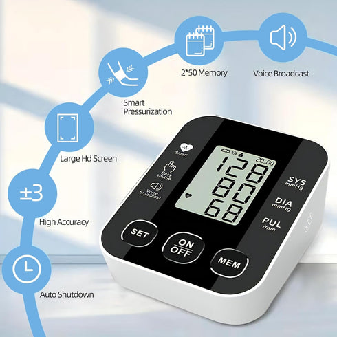 Upper Arm Blood Pressure Monitor Premium Blood Pressure Machine Automatic Arm BP Machine - Cuff 8.7''-12.6'', 100 Memory Sets, Voice Broadcast, Hi...