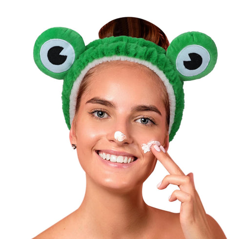 Facial Spa Headband Cute Frog Cosmetic Makeup Headband Skincare Headband for Washing Face Makeup...