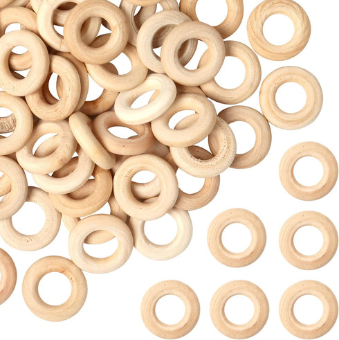 Ira Pollitt 150 Pcs 25 mm/1 inch Wooden Craft Ring Natural Unfinished Mini Wooden Rings Circle Wood Pendant Connectors for DIY Projects Jewelry an...