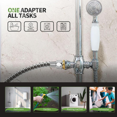 Litorange 1Pcs Lead-Free Brass Garden Hose to Shower Hose Adapter, G1/2" Female to GHT 3/4" Male Adapter, Handshower Adapter...
